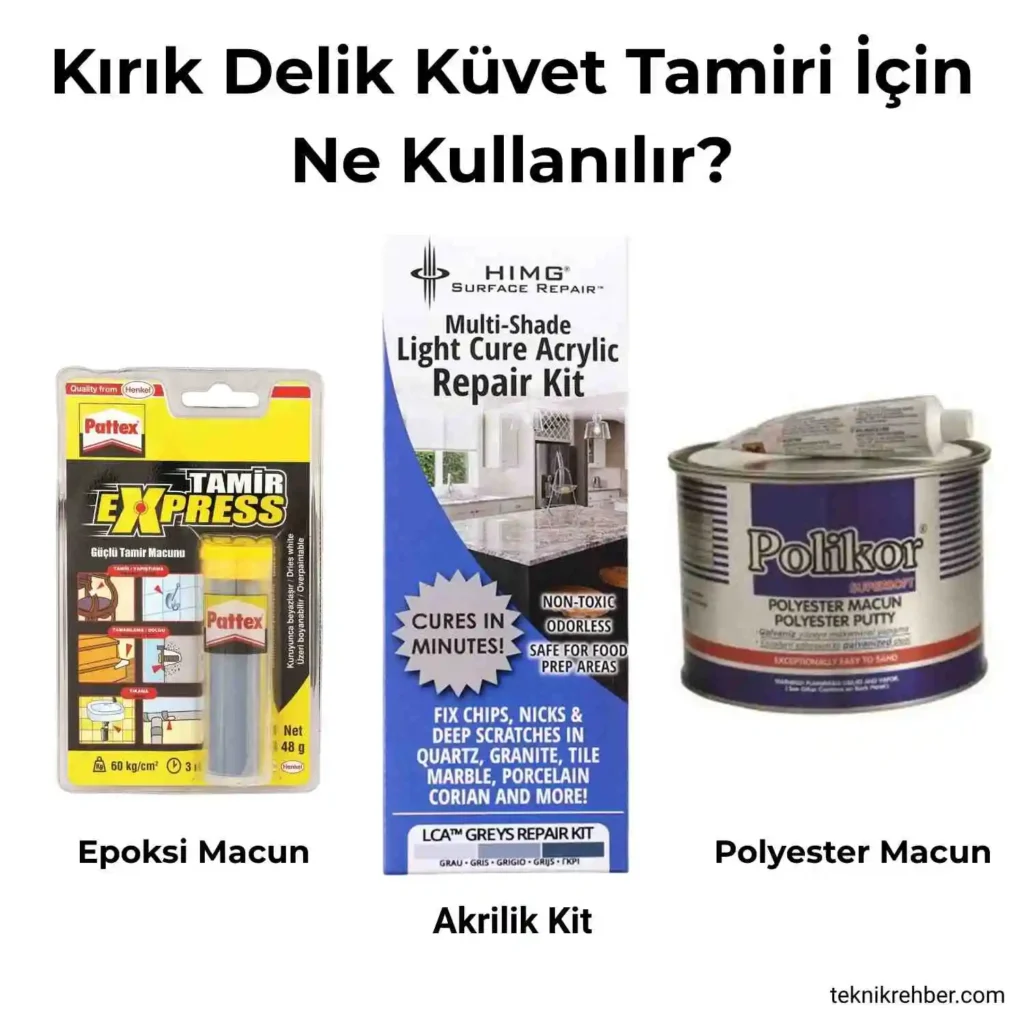 Kırık Küvet ve Akrilik Duş Teknesi Çatlağı Tamiri Nasıl Yapılır? 2 Kırık küvet tamir kitleri
