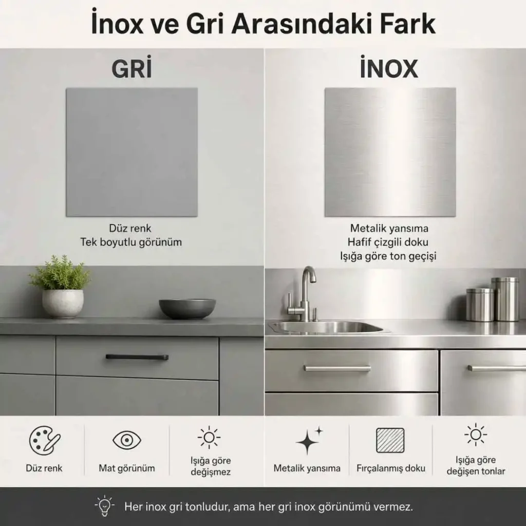 İnox ile gri arasındaki fark.
