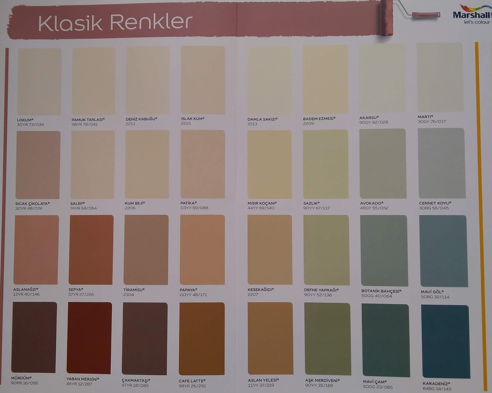 Marshall Boya Renkleri, Marshall Renkleri 3 marshall boya renkleri
