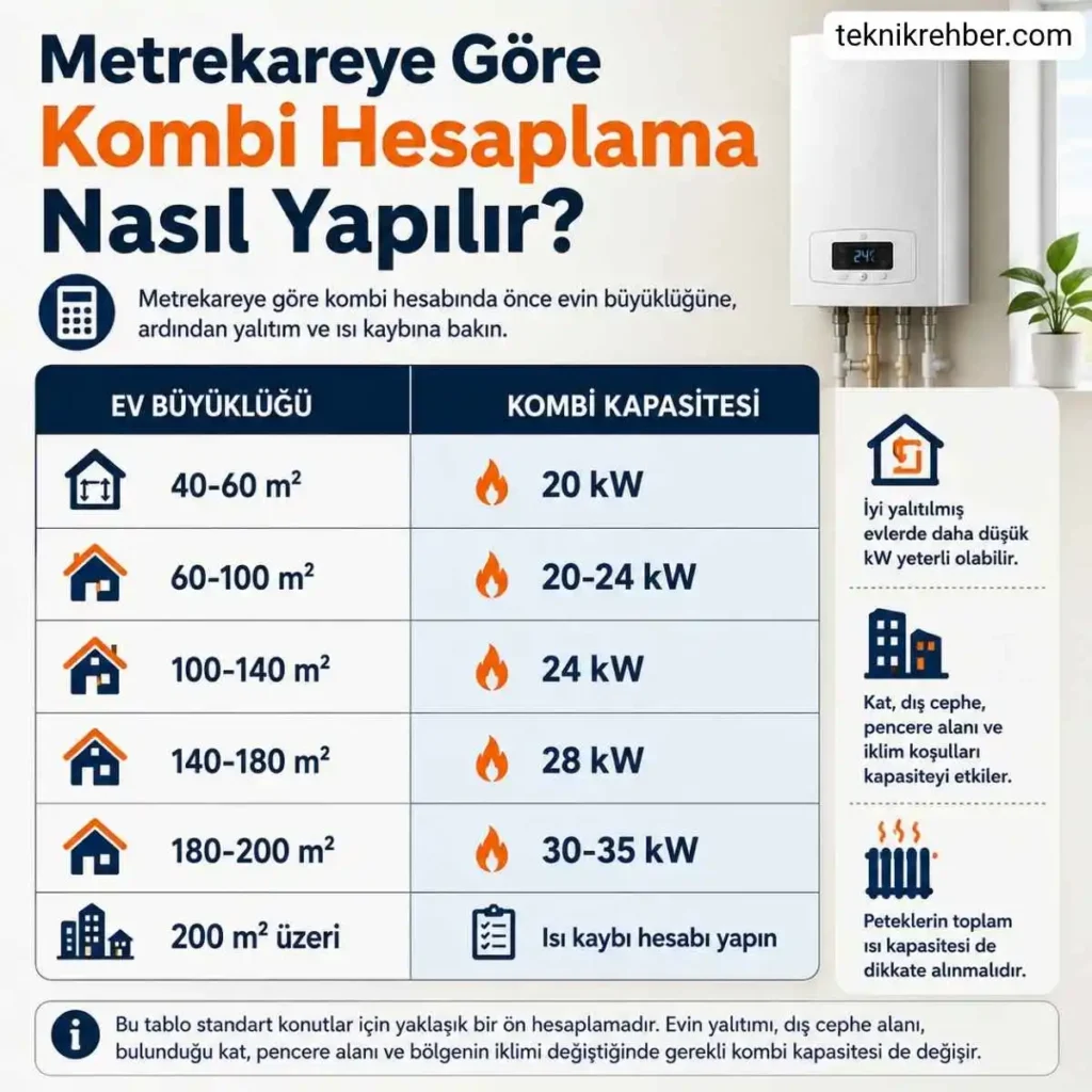 Metrekareye Göre Kombi Hesaplama: Kaçlık Kombi Almalısınız? 4 Metrekareye göre kombi hesaplama.