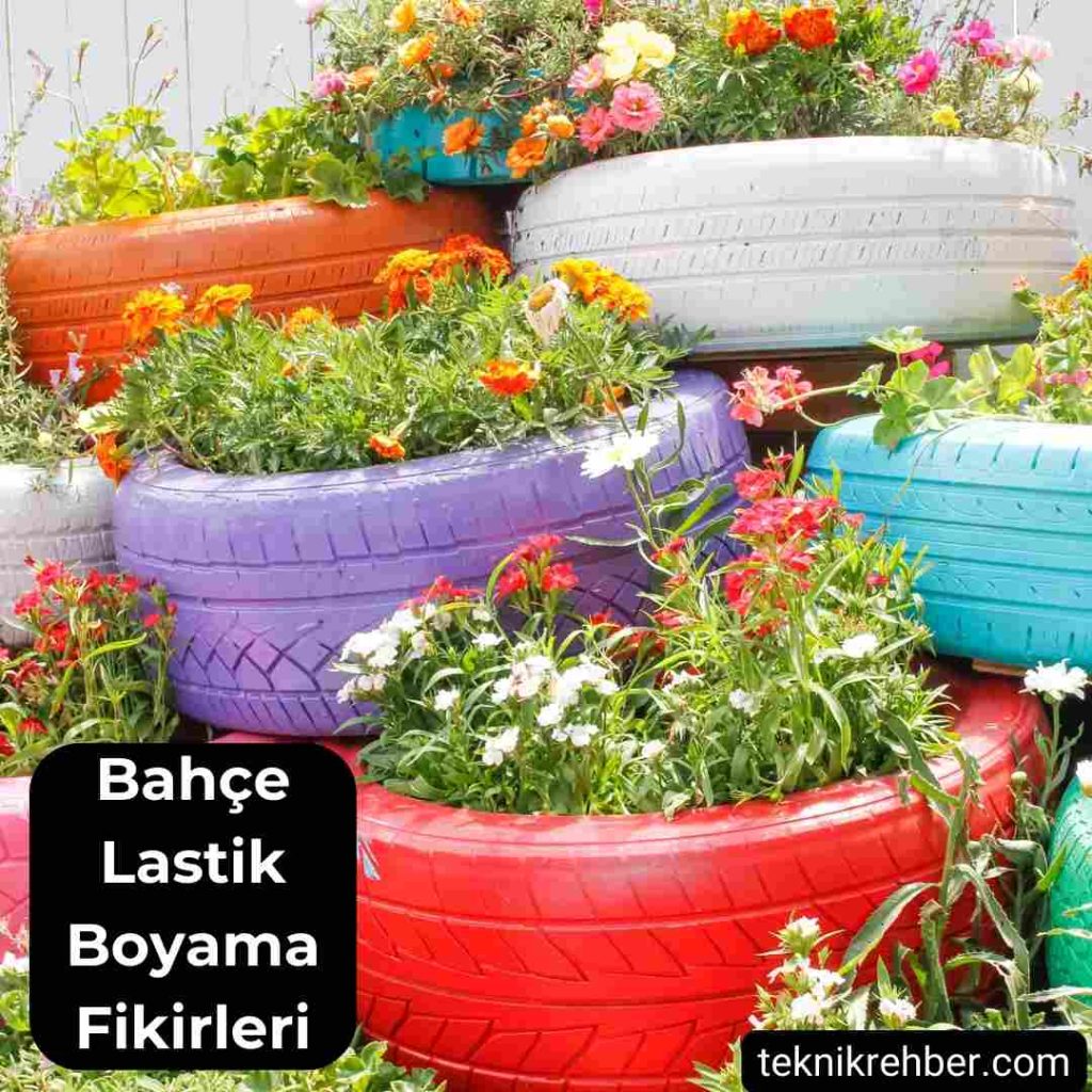 Lastik boyama bahçe.