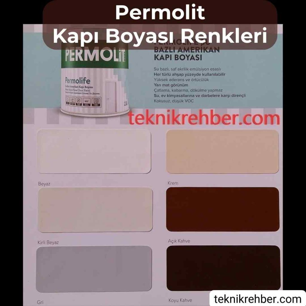 Tüm Markaların İç Panel Kapı Boyası Renkleri 6 Permolit kapı boyası renkleri.