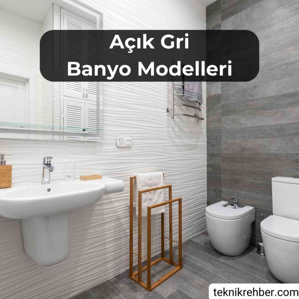 Açık gri banyo modelleri.