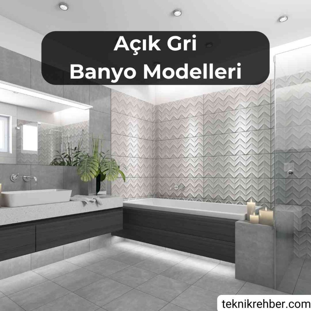 Açık gri banyo modelleri.