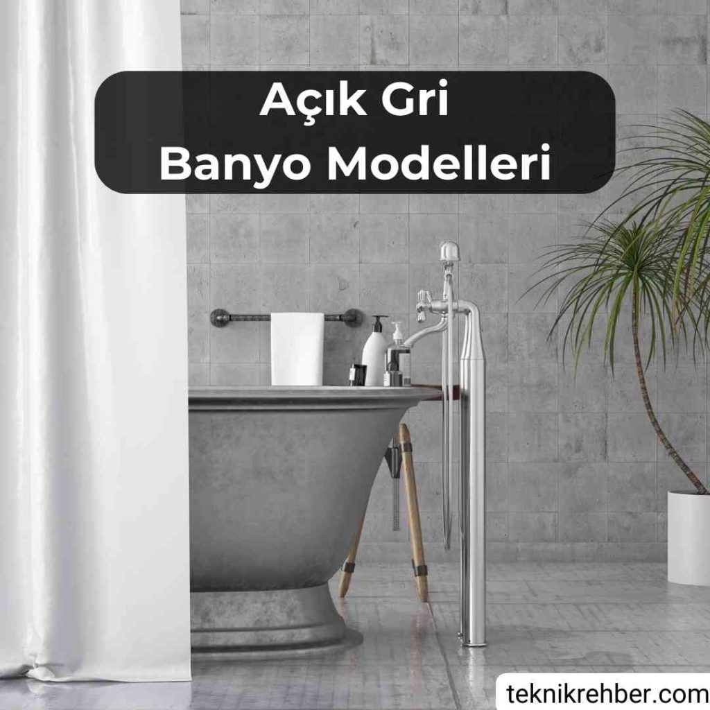Açık gri banyo modelleri.