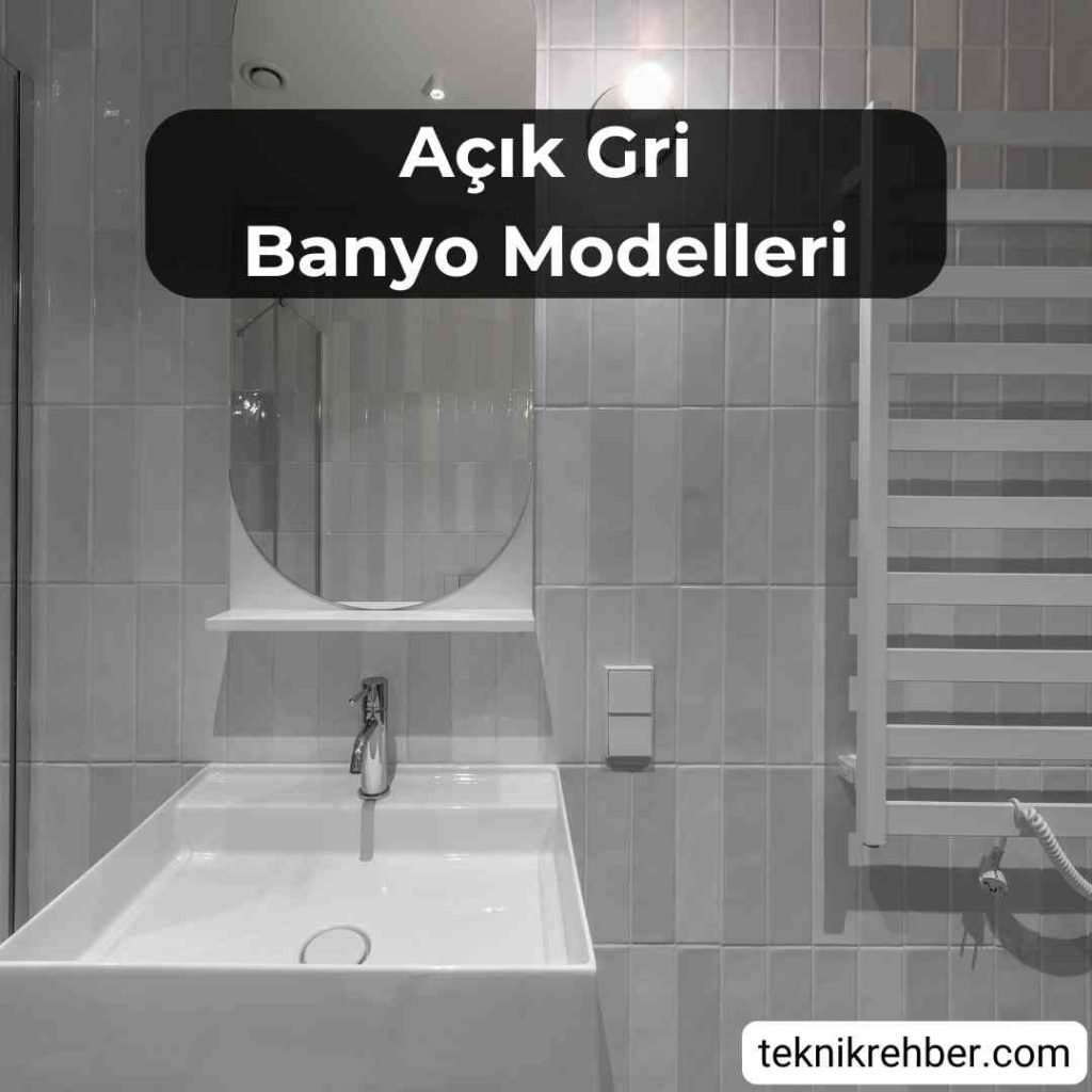 Açık gri banyo fayans modelleri.