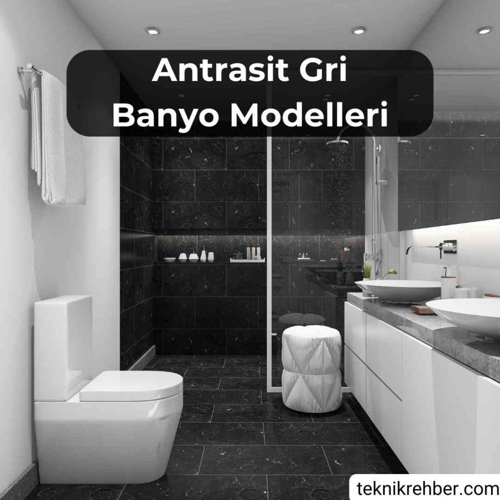 Antrasit gri banyo fayans modelleri.
