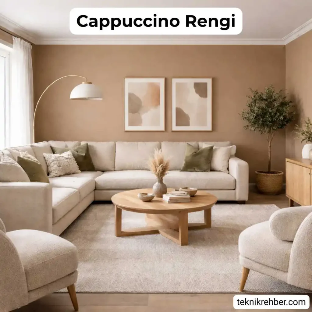 cappuccino rengi  oturma odası.