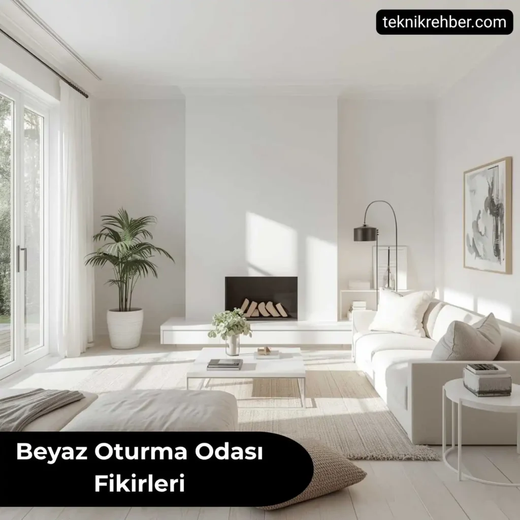 Beyaz Oturma Odası Dekorasyonu: Şık, Ferah ve Modern Örnekler 2 Beyaz oturma odası dizaynı.