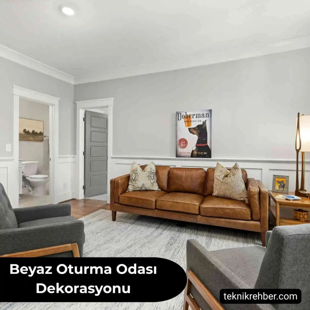Beyaz Oturma Odası Dekorasyonu: Şık, Ferah ve Modern Örnekler 7 Gri beyaz oturma odası.