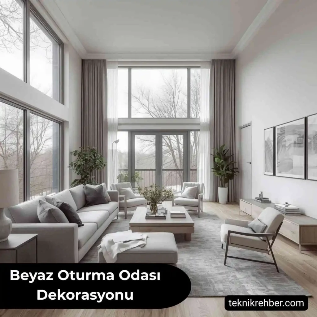 Beyaz Oturma Odası Dekorasyonu: Şık, Ferah ve Modern Örnekler 9 Minimalist beyaz oturma odası.