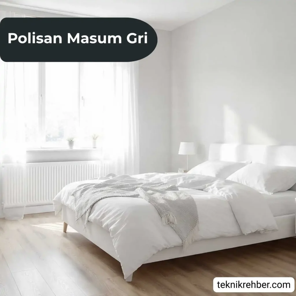 Polisan masum gri yatak odası