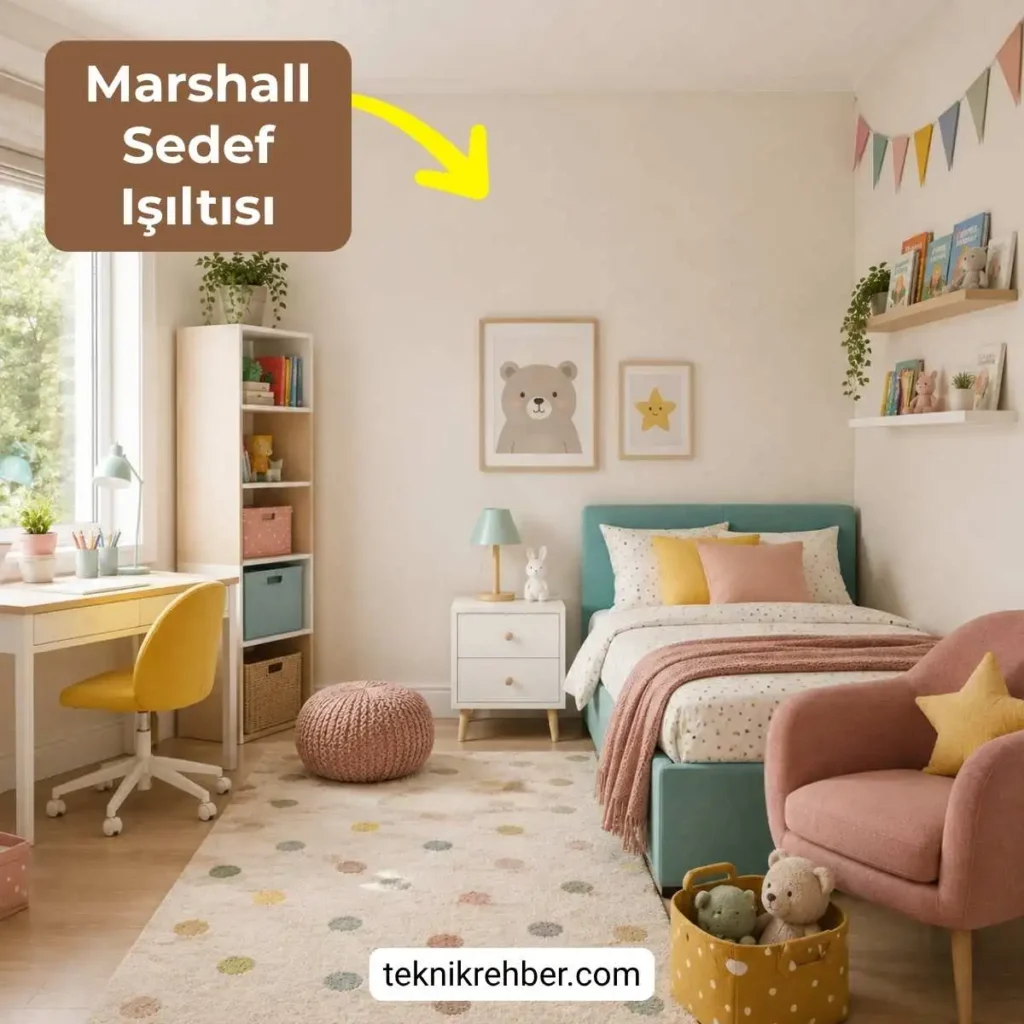 Marshall sedef ışıltısı rengi çocuk odası.