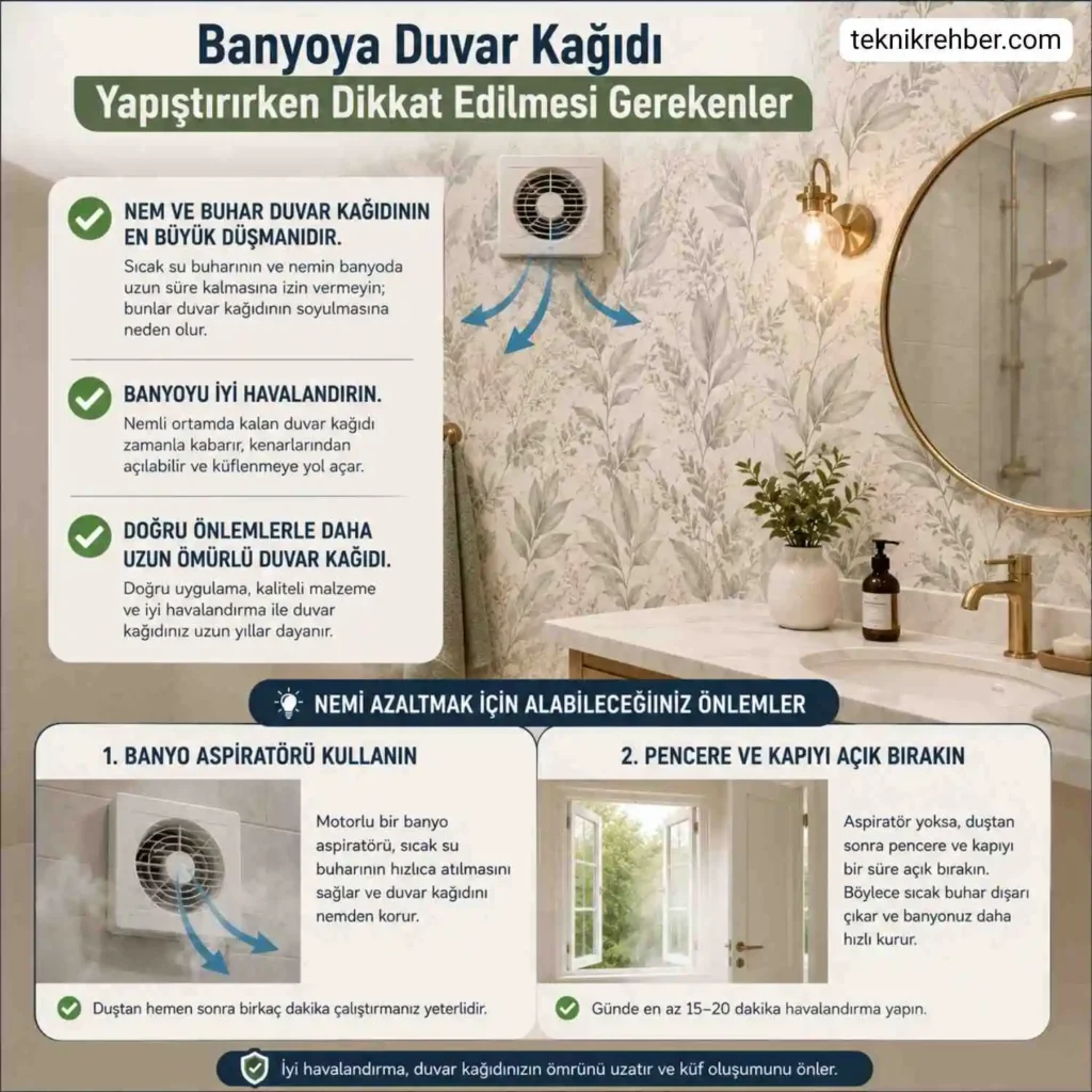 Banyoya Duvar Kağıdı Olur Mu? Banyo Mutfak İçin Su Geçirmez Kağıtlar 5 Mutfak ve banyoya duvar kağıdı yaparken dikkat edilmesi gerekenler.