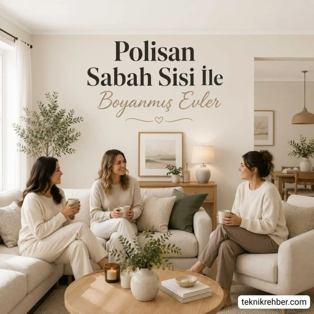 Polisan sabah sisi ile boyanmış evler.