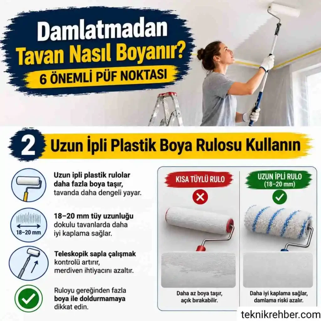Damlatmadan Tavan Nasıl Boyanır? 6 Önemli Püf Noktası 3 Damlatmadan tavan boyama 2