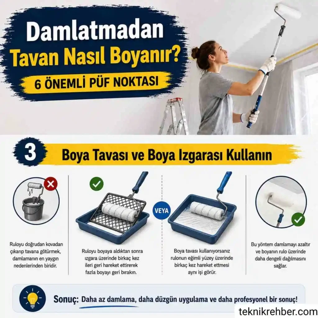 Damlatmadan Tavan Nasıl Boyanır? 6 Önemli Püf Noktası 4 Damlatmadan tavan boyama 3