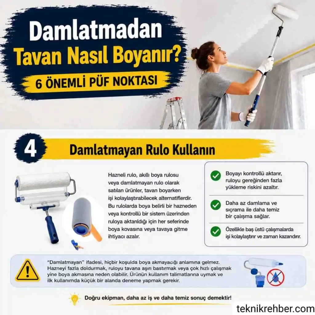 Damlatmadan Tavan Nasıl Boyanır? 6 Önemli Püf Noktası 5 Damlatmadan tavan boyamak