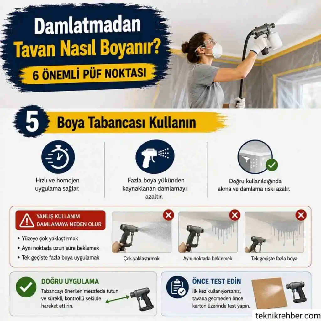 Damlatmadan Tavan Nasıl Boyanır? 6 Önemli Püf Noktası 6 Damlatmadan tavanı boyama