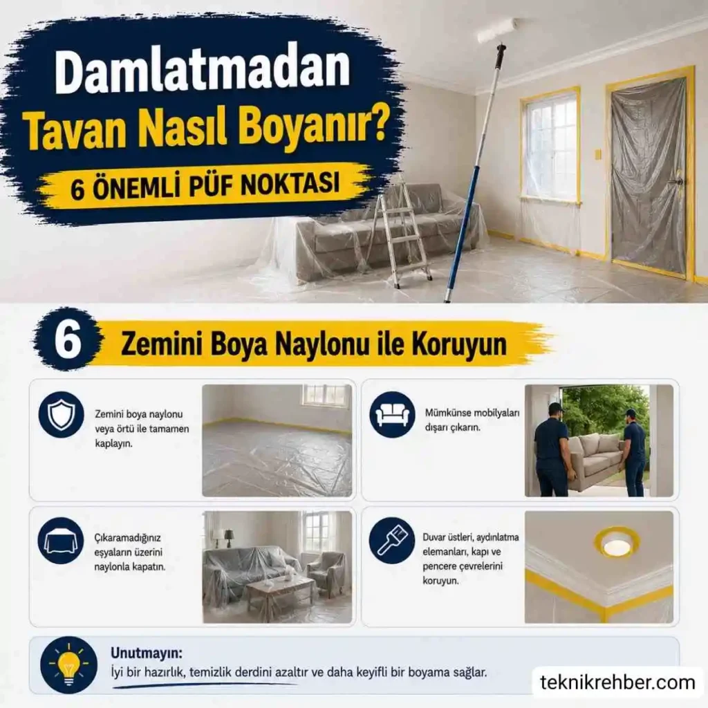 Damlatmadan Tavan Nasıl Boyanır? 6 Önemli Püf Noktası 7 Damlatmadan tavan nasıl boyanır?