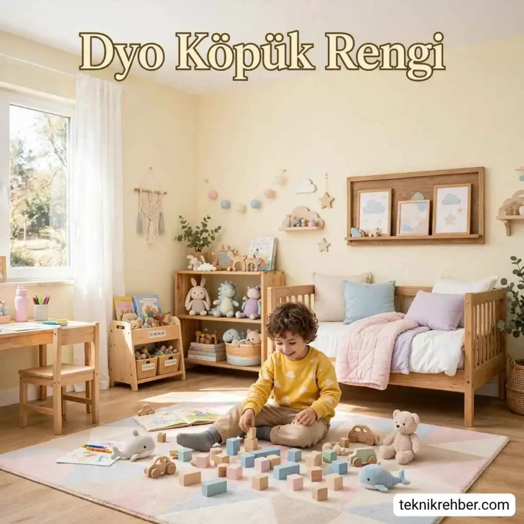 Dyo Köpük Rengi İle Boyanmış Duvarlar ve Yorumları 6 Dyo köpük rengine boyanmış çocuk odası.