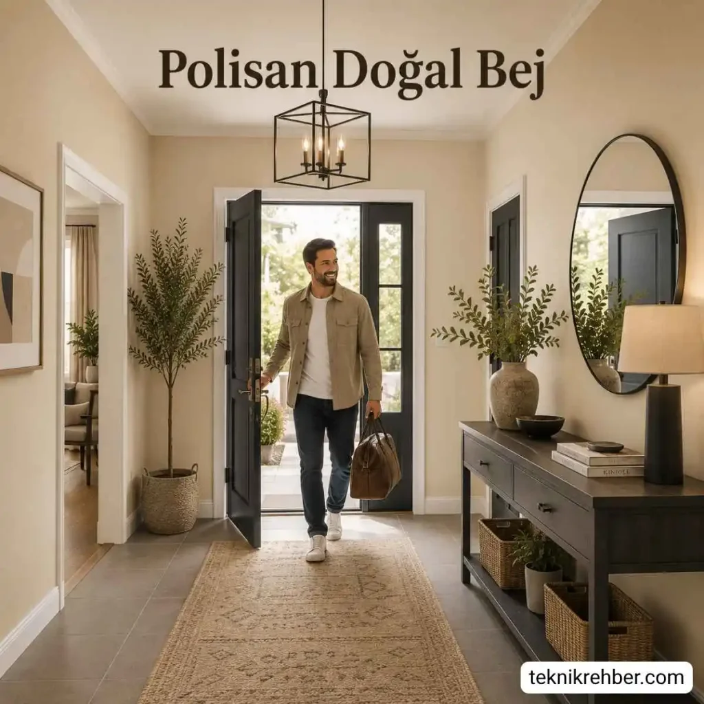 Polisan dogal bej ile boyanmış antre.