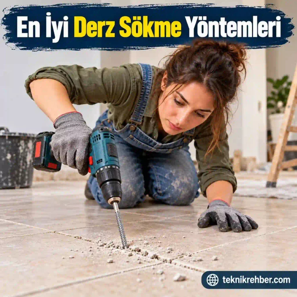 Derz Kazıma Yöntemleri: Eski Derzleri Kolayca Sökün 9 Matkapla derz sökme.