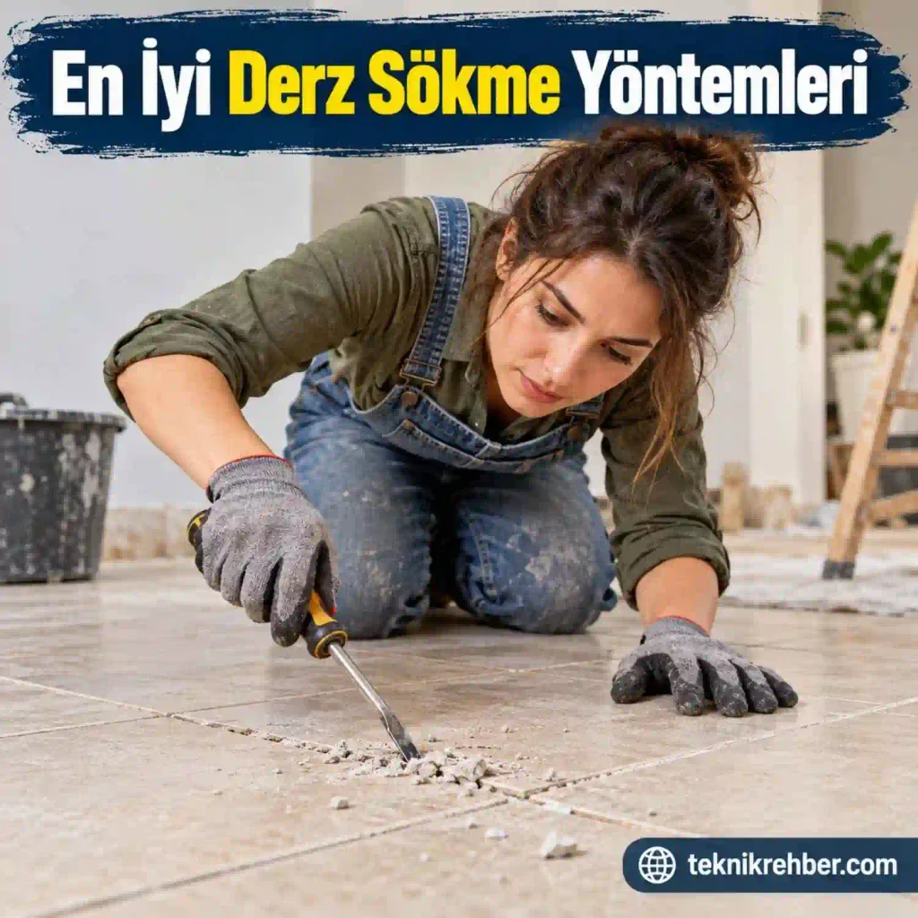 Derz Kazıma Yöntemleri: Eski Derzleri Kolayca Sökün 2 Tornavida ile derz sökme.